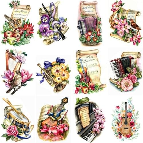 New 5D DIY Diamond Painting Musical Instrument Diamond Embroidery Flowers Cross Stitch Full Square Round Drill Manual Home Decor