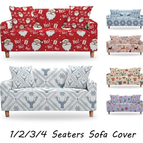 Merry Christmas Sofa Slipcovers Elastic Sofa Cover for Living Room Couch Cover Santa Claus/Deer Sofa Cover Christmas Decor