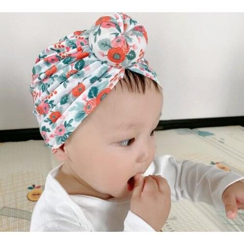 Floral Baby Hat for Girls Cotton Baby Turban Beanie Hats Toddler Photography Props Newborn Beanie Cap Infant Accessories R7RB