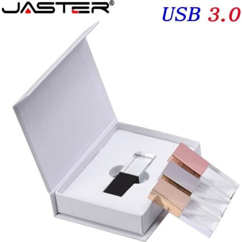 JASTER New Rose Gold Crystal With Box Usb 3.0 Memory Flash Stick Pen Drive Custom ( Over 10 Pieces Free LOGO) U Disk