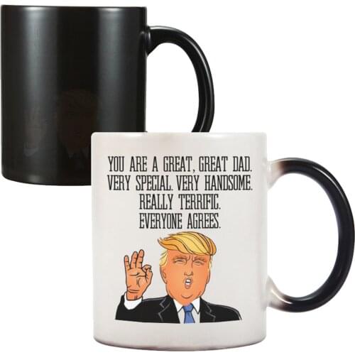 Trump Ceramic Coffee Mug Temperature Change Color Water Cup non-toxic,lead-free, chromium-free,non-polluting ink ideal gift