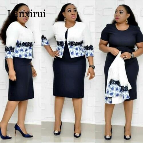 5XL African women set plus size 2piece set women work dresses floral print jacket and short sleeve dress women two piece outfits