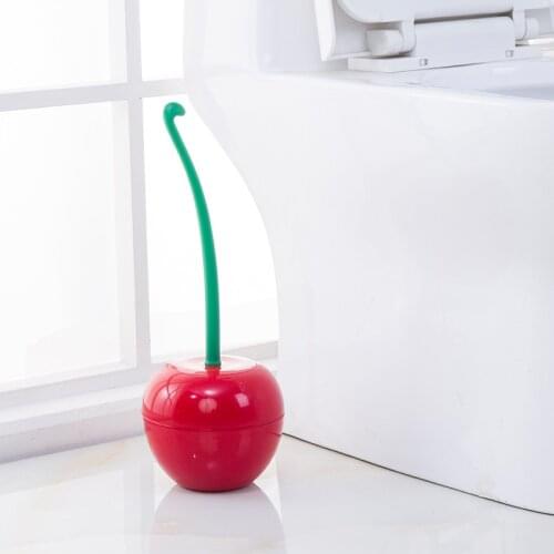 Creative Lovely Cherry Shape Lavatory Brush Toilet Brush & Holder Set Toilet Brush Holder
