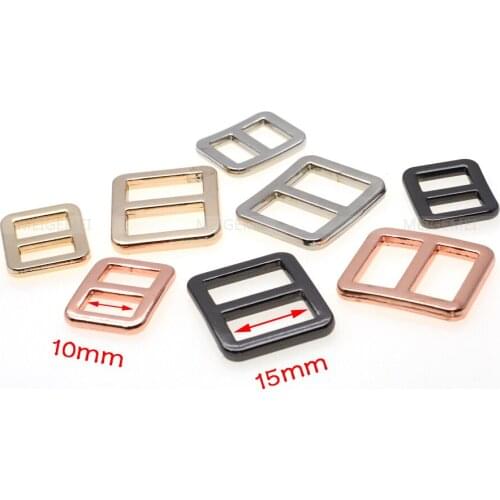 1pcs/pack 3/8" 5/8"Metal Mix Colors Curve Tri-Glide Slider Adjustable Buckle