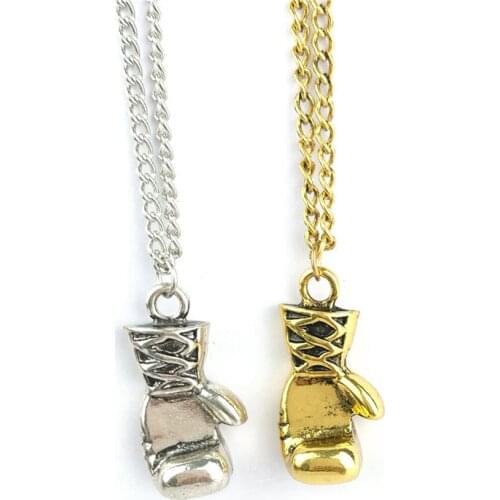 Fashion Boxing Glove Necklace Gold Silver Color New Fist Shape Pendant Gym Mens Necklace Lovely Mini For Men And Women Choker