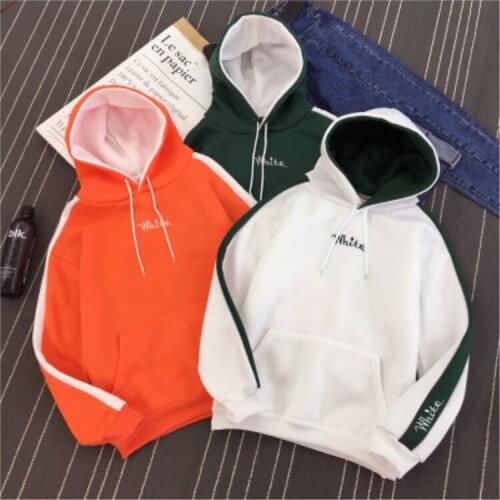 Fashion New Women Harajuku Style C Loose Hoodies Females Long Solid Color Hooded Tops Womens Korean Femmes Pullover Students