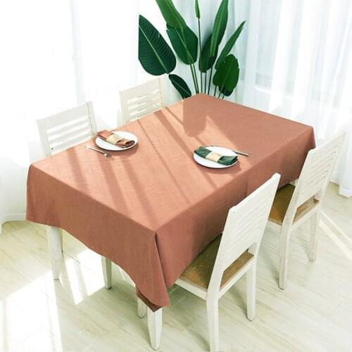 Customizable Solid Color Ramie Tablecloth,Rectangular Dustproof Flax Table Cover,for Kitchen Dinning Coffee Tabletop Ornament