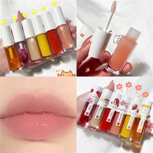 Natural Plant Extarct High Gloss Lip Oil Moisturizing Dry Flower Glow Lip Oil Nourishing Lip Oil Biting Lip Plumper Lip gloss