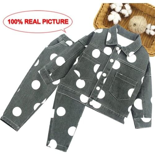 Baby Girl Clothes Big Dot Denim Outerwear + Jeans Girl Clothes Casual Style Girls Denim Clothes Toddler Baby Girls Clothes