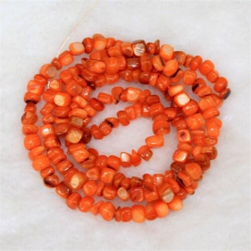Wholesale Gravel Shape 5-8 mm Square Natural Shell Dye Orange Beads For Jewelry Making Stone DIY Bracelet Necklace 34