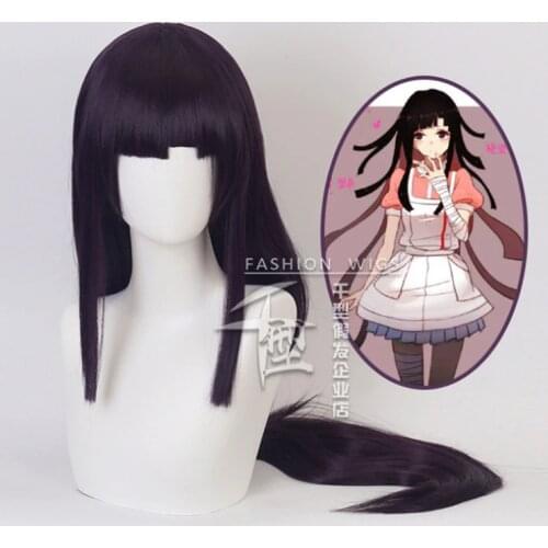 100cm Danganronpa: Trigger Happy Havoc Cosplay Wigs Mikan Tsumiki Playing Short Black Purple Long Straight Hair Halloween 1:1