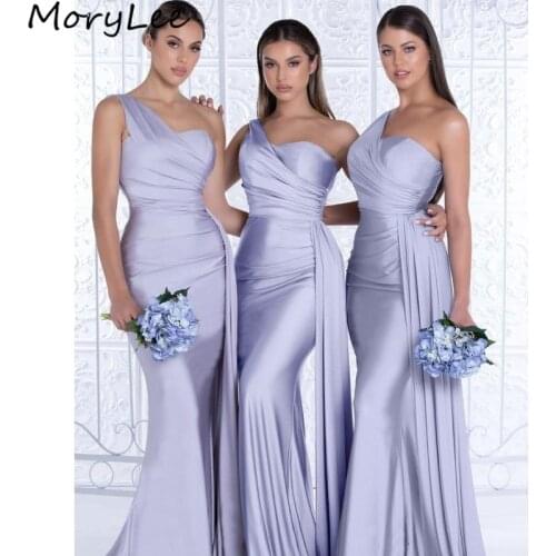 Bridesmaid Dresses Sweetheart One Shoulder Spandex Satin Mermaid Bridesmaid Dresses With Zipper Wedding Party Bridemaid Gowns