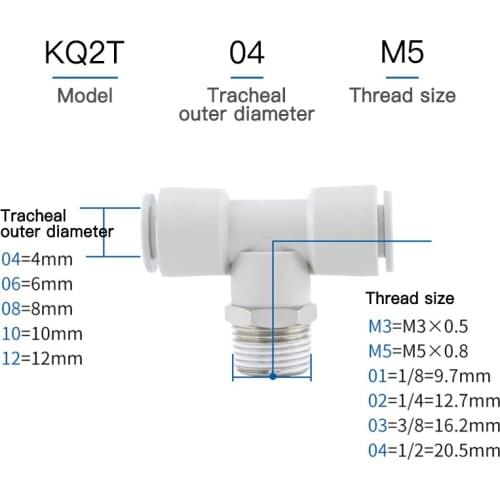 1PCS SMC type mini tee air joint KJT4 / 04 KJT3 / 03 KJT6 / 06 -M3 / M5 / M6 / 01 pneumatic components