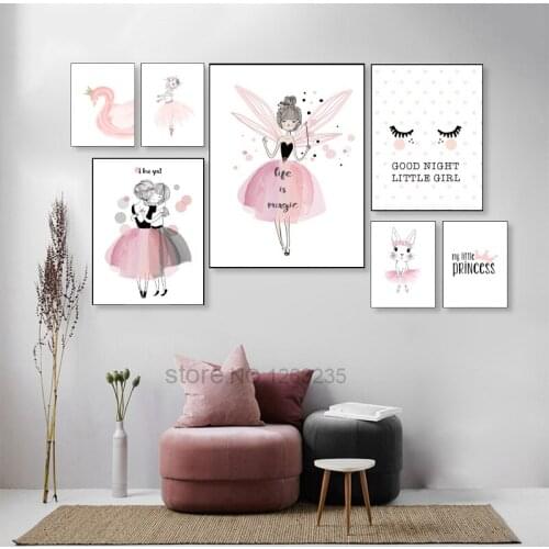 Nordic Babykamer Poster Cute Baby Girl Room Decor Cuadros Decoracion Salon Girls Canvas Art Painting Posters And Prints Unframed