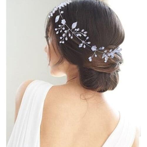 ZMHP71 Crystal Gold Leaves Bridal Hair Vine Wedding Headband Bride Bridesmaid Headpieces for Wedding Hair Accessories