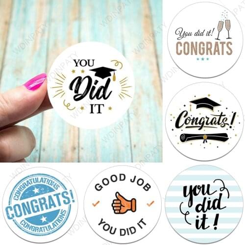 Congratulations on Graduation You Did It Labels Stickers College Graduate Celebration Party Labels School Encouragement