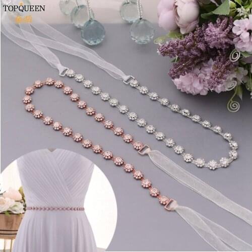 TOPQUEEN S378 Factory Direct Bridal Belt Luxury Silver Alloy Bridal Belts Rinestone Belt Womens Wedding Glitter Bridal Belt