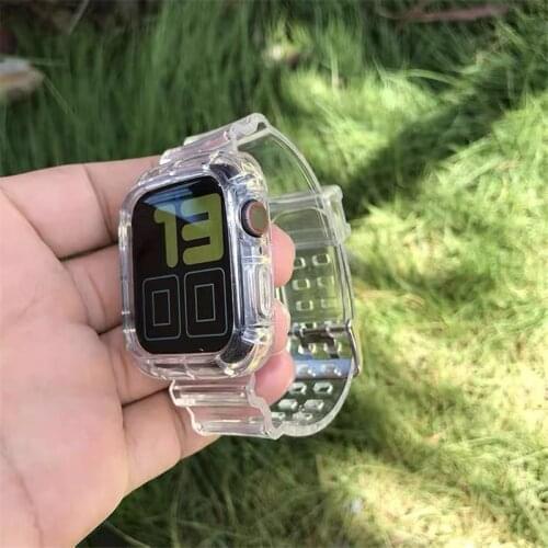 Sport Transparent Strap for Apple Watch Band Series 1 2 3 silicone for Iwatch SE 6 5 4 Strap 38mm 40mm 42mm 44mm wirst bracelet