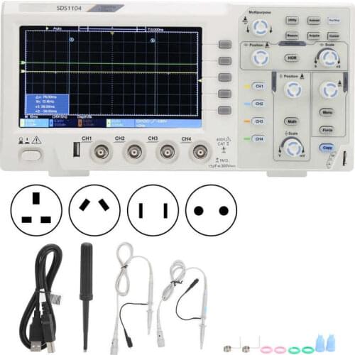 SDS1104 4-Channel Oscilloscope with 7in LCD Display 100MHZ Bandwidth 1GS/S Sampling Rate