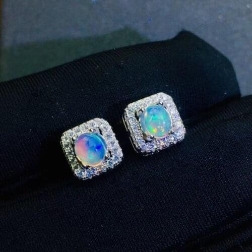 Fashion Earring Opal earring Natural real opal 925 sterling silverFine jewelry Gem Size 4*5mm