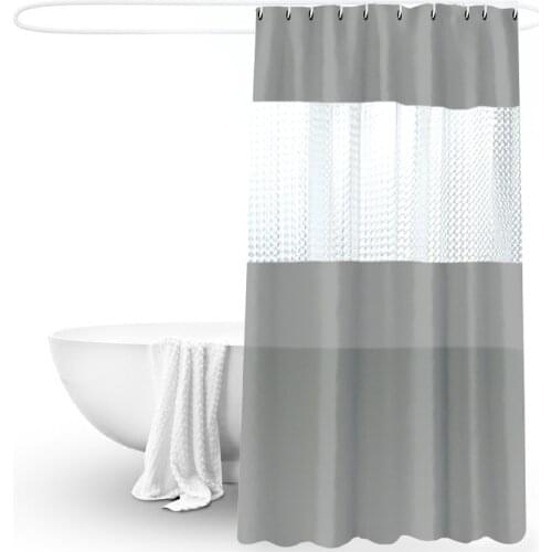 Pure Color Thick Stitching Shower Curtain Bathroom Curtain Peva Gray Semi-permeable Bath Waterproof Partition Shower Curtain