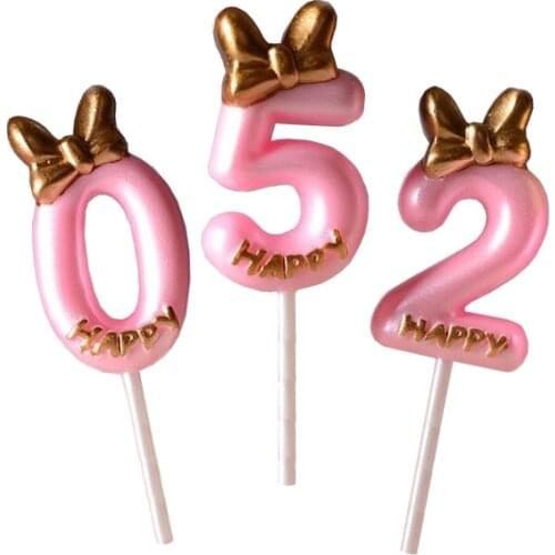 Silicone Lollipop Mold Arabic Numbers with Bow Hat DIY Fondant Chocolate Moulds and 10pcs Sticks Cake Decorating Tool