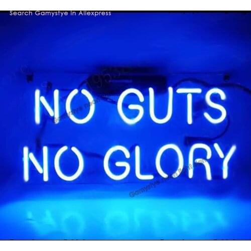 NO GUTS NO GLORY BLUE Neon light sign aesthetic Wall room decor Cute decoration teenager led indie