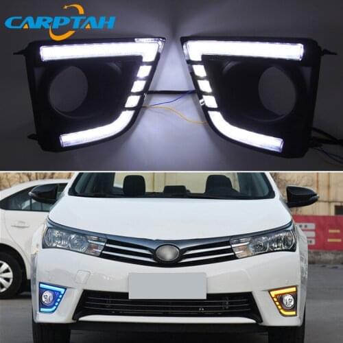 LED Daytime Running Light For Toyota Corolla 2014 2015 2016 Waterproof 12V Yellow Turn Signal Indicator Light Bumper LED DRL