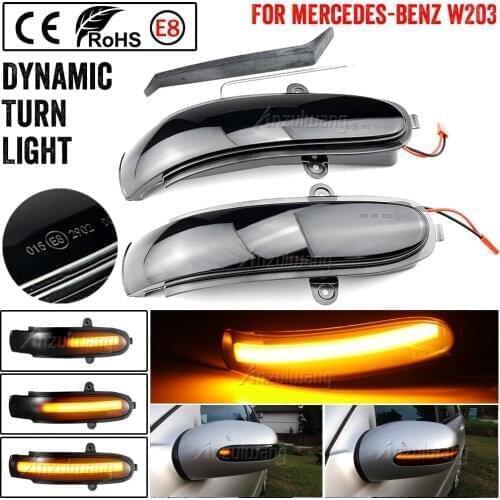 For Mercedes Benz C Class W203 S203 CL203 2001-2007 LED Dynamic Turn Signal Light Side Mirror Blinker Sequential Lamp
