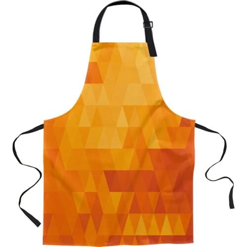 Triangle Geometry Orange Printed Kitchen Cooking Baking Aprons Canvas Sleeveless For Women Man Kids Home Delantal Cocina