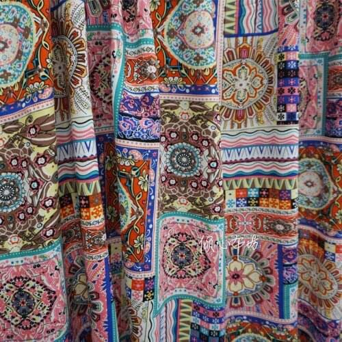 Turkish pattern Twill cotton Satin silk fabric Satin de soie Satén шелк hanfu cloth DIY patchworkbag