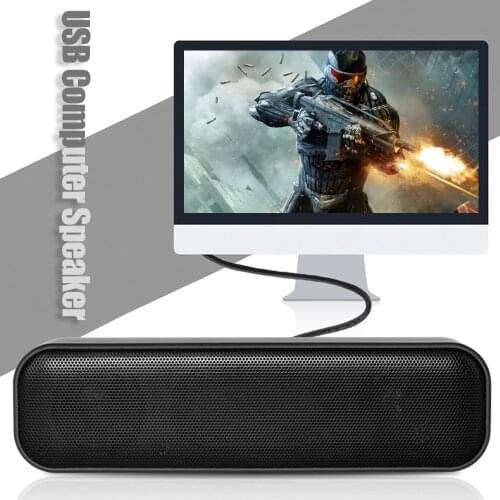 USB Computer Speakers 3Wx2 Subwoofers Soundbar Desktop Speaker USB Powered Mini Wired Soundbar for TV Desktop Laptop Computer