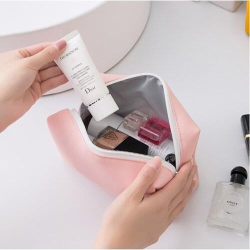 PU Waterproof Ladies Makeup Bag Travel Storage Box Makeup Beauty Wash Storage Bag Large Capacity Ins Wind Wash Bag Cosmetic Bag