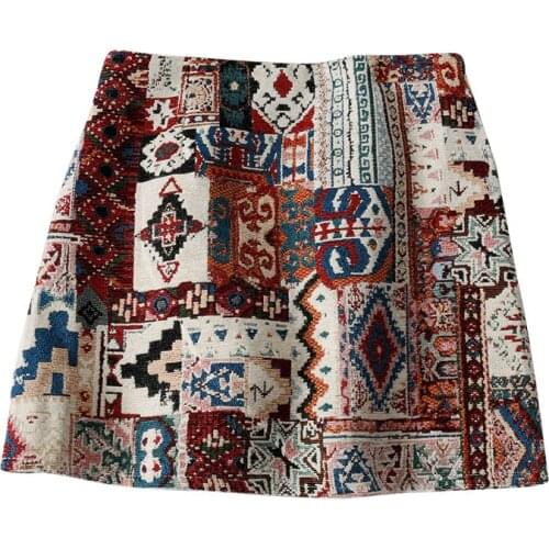 HELIAR Boho Skirts National Partern Bodycon Skirts Women A-line Vintage Skirts Spring Mini Wide Leg Sexy Mini Skirts For Women