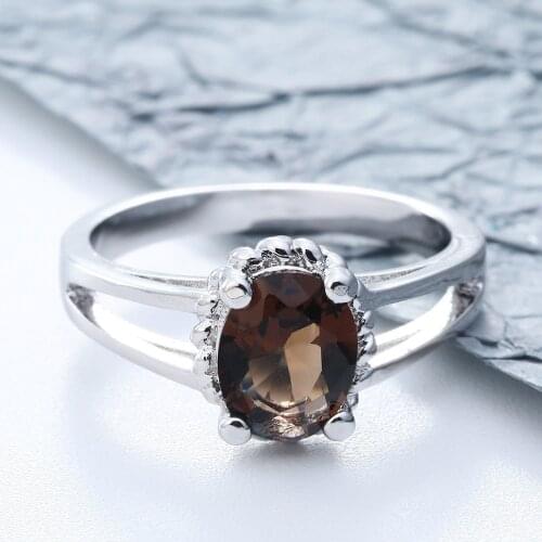 Women Fashion Oval Cut Brown Zircon Rings Wedding Engagemebt Jewelry Set Party Size 5/6/7/8/9/10/11/12