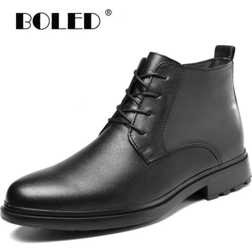 Plus Size Natural Leather Boots Men Outdoor Ankle Snow Boots Shoes Quality Comfort Non-Slip Autumn Winter Shoes Men