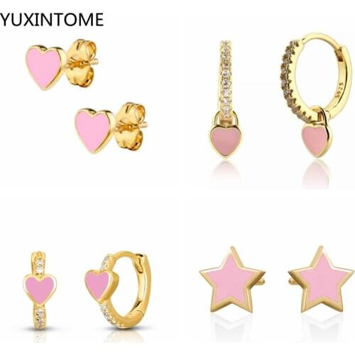 925 Sterling Silver Ear Needle Earrings With Cute Candy Neon Color Enamel Heart Stud Earring Gold Color For Girls Jewelry Gift