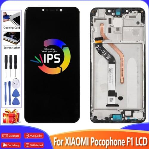 6.18" Qriginal LCD For Xiaomi Pocophone F1 LCD Display Touch Screen Digitizer Assembly For Xiaomi POCO F1 LCD+Frame Replace set
