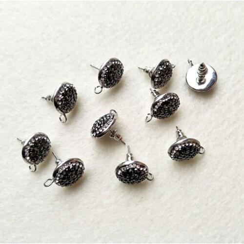 10Pair/lot 14mm Crystal Rhinestone Paved Stud Earrings Charms DIY Jewelry Making For Making Earrings Gift ER31