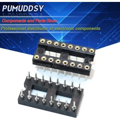 10PCS Round Hole 16 Pins 2.54MM DIP 2.54 DIP16 IC Sockets Adaptor Solder Type 16 PIN IC Connector