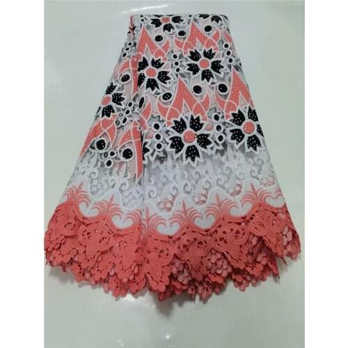 2.5yards African Swiss Lace Fabric High Quality 100%Cotton Embroidery Lace Swiss Voile Lace In Switzerland Dubai Fabric