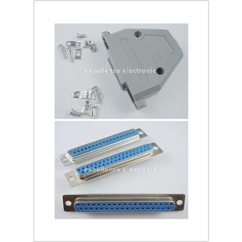 2set DB37 Male Female Plug with Plastic Cover DB 37P Plugs Jack Adapter Connector 2 Rows Wire Solder Type