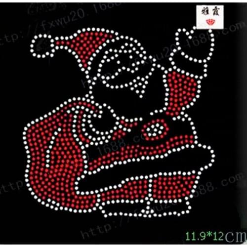 Free shipping rhinestones transfers design crystal christimas papa red with white clear crystal for new year days