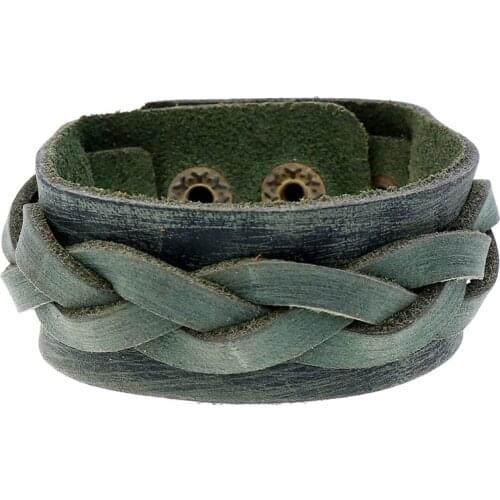 Punk Men Bracelet Cuff Bangle Simple Fashion Jewelry Genuine Leather Material Briaded Crafts Gift Men Women