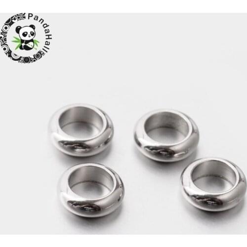 304 Stainless Steel Large Hole Donut Bead Spacers Jewelry Findings Free Shipping, Stainless Steel Color, 6x2mm, Hole: 4mm