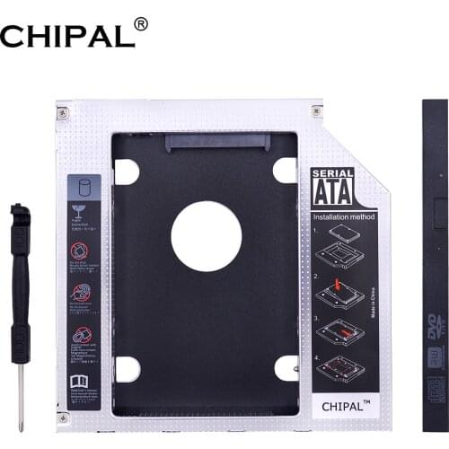 CHIPAL Aluminum Universal 2nd HDD Caddy 9.5mm SATA 3.0 for 2.5" 2tb SSD Case HDD Enclosure with LED for Laptop CD-ROM DVD-ROM