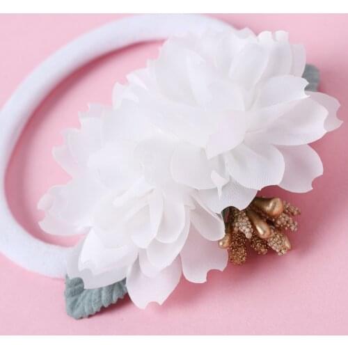 Baby Hair Accessories Lovely Baby Headband Fake Flower Nylon Hair Bands For Kids Artificial Floral Elastic Hair Bands Headwear
