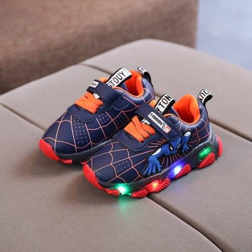 Disney Childrens cartoon spiderman boy casual shoes sports shoes non-slip soft bottom breathable Womens sneakers Size 21-30