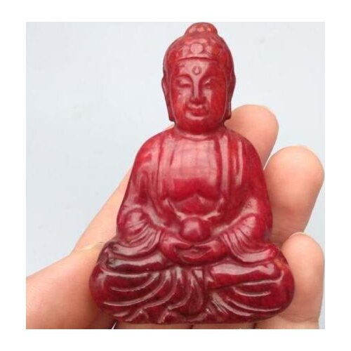 Chinese Collection Archaize Red Jade Sakyamuni Buddha Statue Exquisite Small Statues