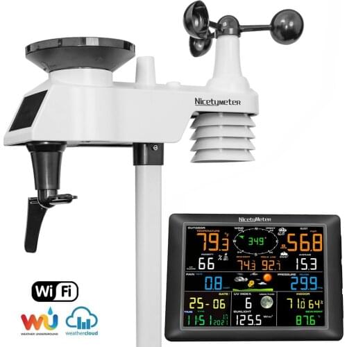 NicetyMeter 0832 0310 WiFi Weather Station Internet Wireless with Outdoor Sensor Rain Gauge Weather Forecast Wind Gauge